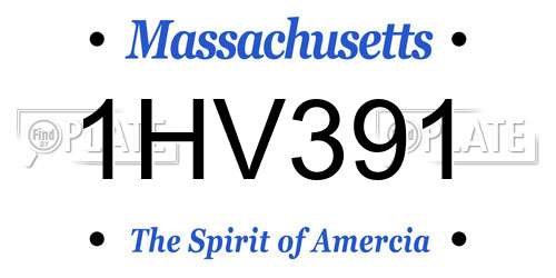1HV391 Massachusetts License Plate