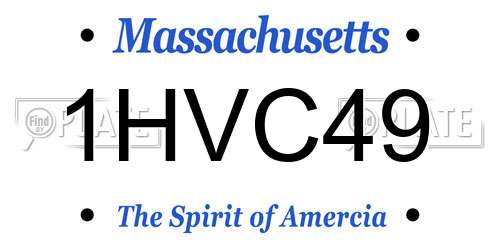 1HVC49 Massachusetts License Plate