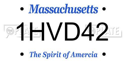 1HVD42 Massachusetts License Plate
