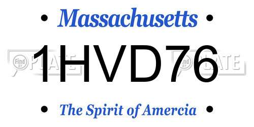 1HVD76 Massachusetts License Plate