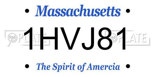 1HVJ81 Massachusetts License Plate