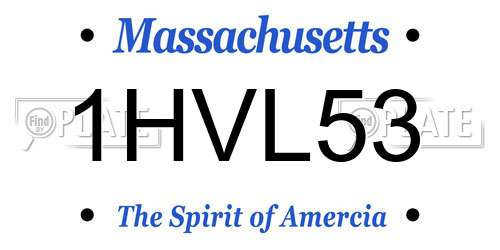 1HVL53 Massachusetts License Plate