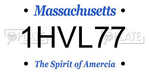 1HVL77 Massachusetts License Plate