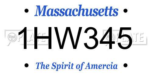 1HW345 Massachusetts License Plate