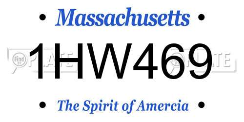 1HW469 Massachusetts License Plate