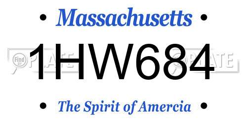 1HW684 Massachusetts License Plate