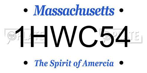 1HWC54 Massachusetts License Plate