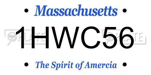 1HWC56 Massachusetts License Plate