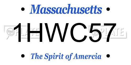 1HWC57 Massachusetts License Plate