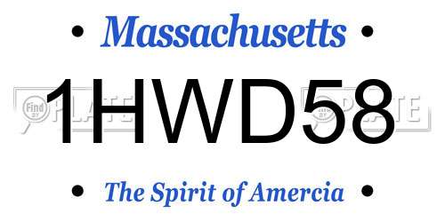 1HWD58 Massachusetts License Plate