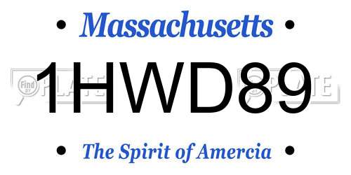1HWD89 Massachusetts License Plate