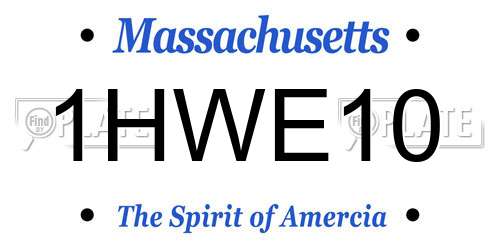 1HWE10 Massachusetts License Plate