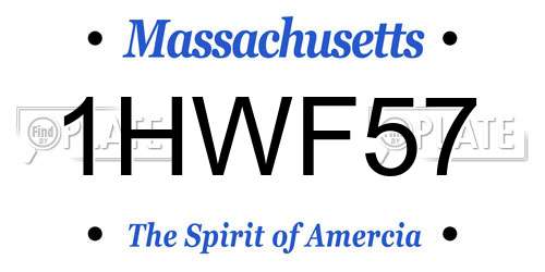 1HWF57 Massachusetts License Plate