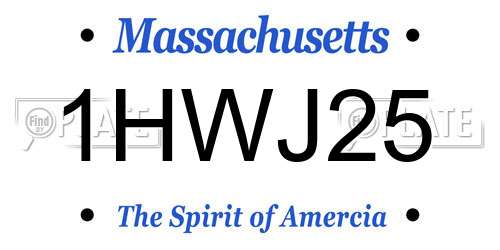 1HWJ25 Massachusetts License Plate