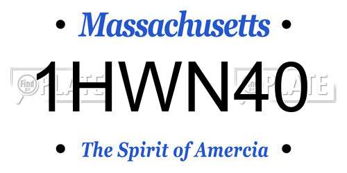 1HWN40 Massachusetts License Plate