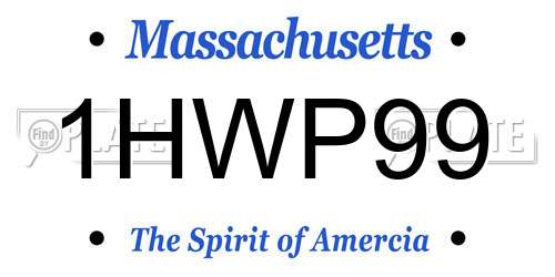 1HWP99 Massachusetts License Plate