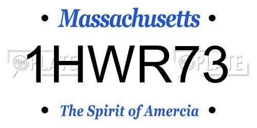 1HWR73 Massachusetts License Plate