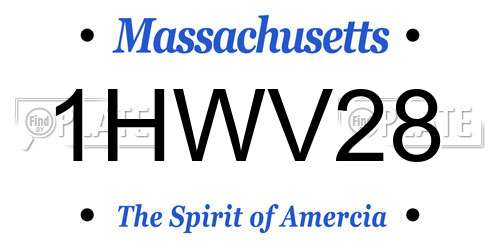 1HWV28 Massachusetts License Plate