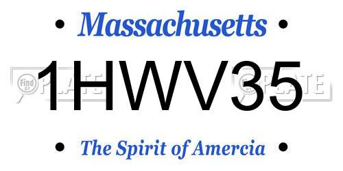 1HWV35 Massachusetts License Plate