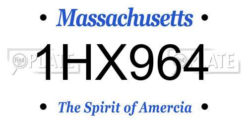 1HX964 Massachusetts License Plate