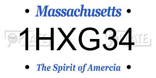 1HXG34 Massachusetts License Plate