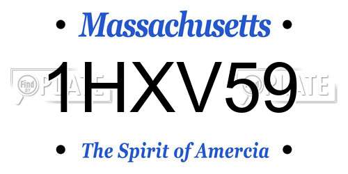 1HXV59 Massachusetts License Plate