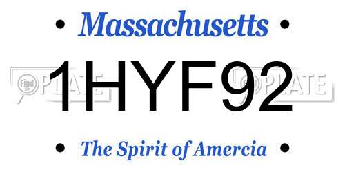 1HYF92 Massachusetts License Plate