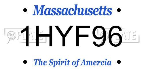1HYF96 Massachusetts License Plate