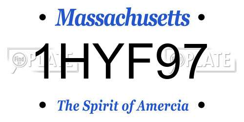 1HYF97 Massachusetts License Plate