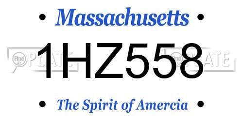 1HZ558 Massachusetts License Plate