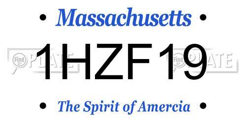 1HZF19 Massachusetts License Plate
