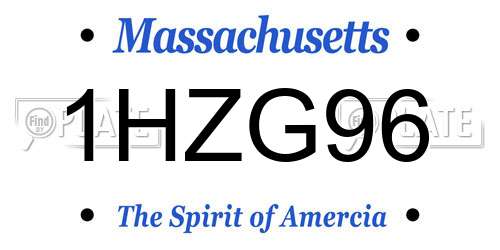 1HZG96 Massachusetts License Plate