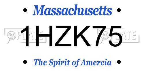 1HZK75 Massachusetts License Plate