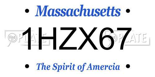 1HZX67 Massachusetts License Plate