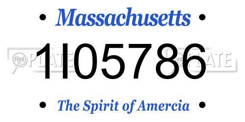 1I05786 Massachusetts License Plate