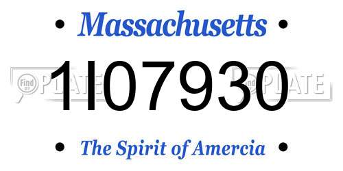 1I07930 Massachusetts License Plate