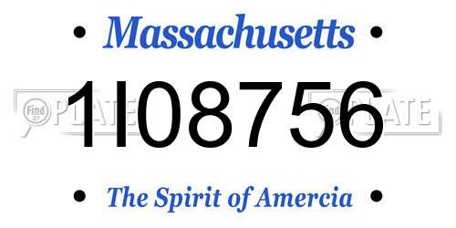 1I08756 Massachusetts License Plate