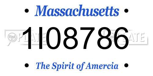 1I08786 Massachusetts License Plate