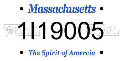 1I19005 Massachusetts License Plate
