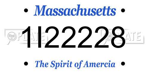 1I22228 Massachusetts License Plate