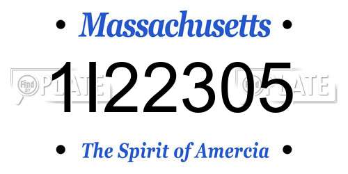 1I22305 Massachusetts License Plate
