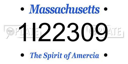 1I22309 Massachusetts License Plate