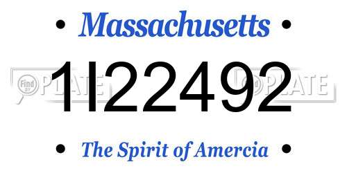 1I22492 Massachusetts License Plate