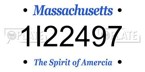 1I22497 Massachusetts License Plate