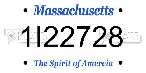 1I22728 Massachusetts License Plate