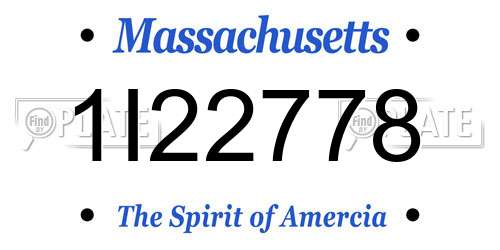 1I22778 Massachusetts License Plate