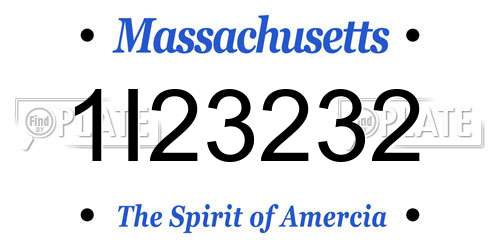 1I23232 Massachusetts License Plate