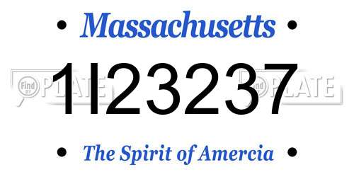 1I23237 Massachusetts License Plate