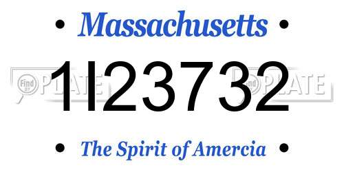 1I23732 Massachusetts License Plate