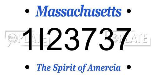 1I23737 Massachusetts License Plate